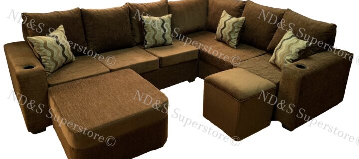 L-Shape Sofa With Cup Holders